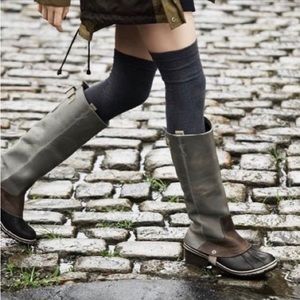 Sorel Tall Leather Slimpack Shale Knee High Riding Rain Boots